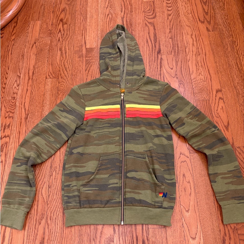 Camouflage Hoodie with Stripes